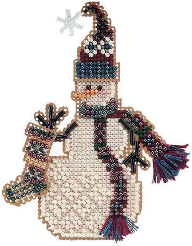 Stocking Snow Charmer Beaded Counted Cross Stitch Christmas Ornament Snowman Kit Mill Hill 2001 Snow Charmers MHSC27 in Saudi Arabia