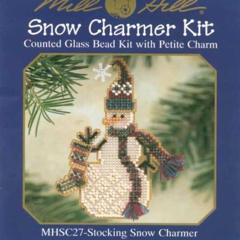Stocking Snow Charmer Beaded Counted Cross Stitch Christmas Ornament Snowman Kit Mill Hill 2001 Snow Charmers MHSC27 in Saudi Arabia