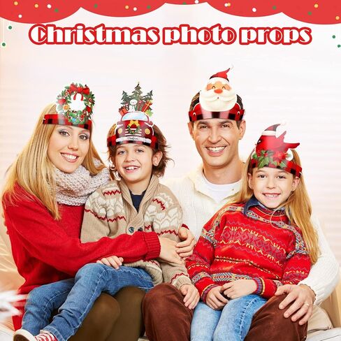 Woanger 48 Pcs Christmas Party Hat Xmas Paper Crown with Elastic Band Paper Hat Crown Adjustable Crown for Kids Xmas in Saudi Arabia