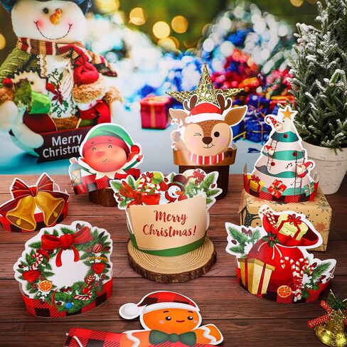 Woanger 48 Pcs Christmas Party Hat Xmas Paper Crown with Elastic Band Paper Hat Crown Adjustable Crown for Kids Xmas in Saudi Arabia