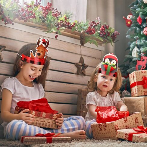 Woanger 48 Pcs Christmas Party Hat Xmas Paper Crown with Elastic Band Paper Hat Crown Adjustable Crown for Kids Xmas in Saudi Arabia