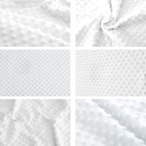 برشلونيتا | قماش مينكي دوت | احتضان النسيج بطانية نقطة الدمل | قطيفة | عرض 60 بوصة | غطاء وسادة، بطانية مريحة، خياطة (أبيض، 1 ياردة) in Kuwait