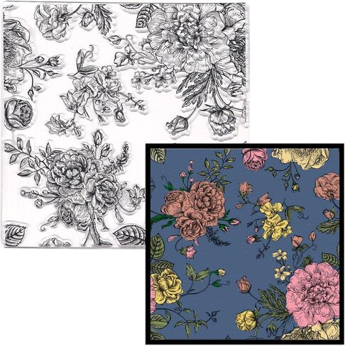 Hying Flowers Background Clear Stamps for Card Making, Floral Leaves Rubber Stamps Spring Plants Transparent Stamp Seal for Crafting DIY Scrapbooking Photo Album Decorations in Kuwait
