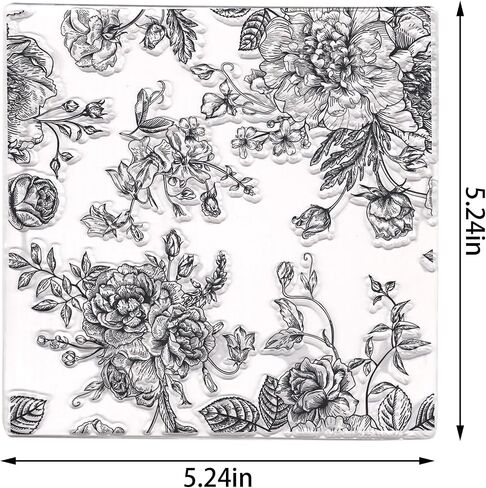 Hying Flowers Background Clear Stamps for Card Making, Floral Leaves Rubber Stamps Spring Plants Transparent Stamp Seal for Crafting DIY Scrapbooking Photo Album Decorations in Kuwait