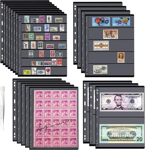 20 ورقة صفحة طوابع لمجلد ألبوم الطوابع، صفحات 1/2/5/7 صفوف لكتاب جمع الطوابع البريدية، لوازم جمع الطوابع لعرض جامعي الطوابع (مع ملقط طوابع واحد) in Kuwait