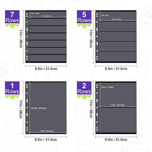 20 ورقة صفحة طوابع لمجلد ألبوم الطوابع، صفحات 1/2/5/7 صفوف لكتاب جمع الطوابع البريدية، لوازم جمع الطوابع لعرض جامعي الطوابع (مع ملقط طوابع واحد) in Kuwait