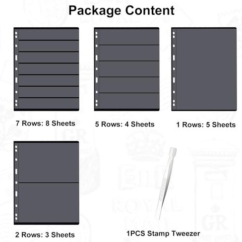 20 ورقة صفحة طوابع لمجلد ألبوم الطوابع، صفحات 1/2/5/7 صفوف لكتاب جمع الطوابع البريدية، لوازم جمع الطوابع لعرض جامعي الطوابع (مع ملقط طوابع واحد) in Kuwait