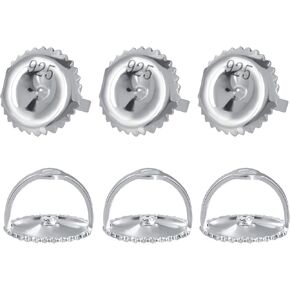 3 أزواج من ظهر الأقراط اللولبية، برغي من الفضة الإسترلينية عيار 925 من AKRUWELRY على ظهر الأقراط للأزرار، دعامات لولبية لا تسبب الحساسية للأقراط تناسب العمود الملولب 0.032 بوصة/0.8 مم in Kuwait