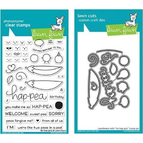 Lawn Fawn Be Hap-Pea 4"x6" Clear Stamps and Matching Lawn Cuts Die Set (LF1890, LF1891), Bundle of Two Items in Saudi Arabia