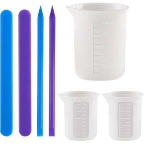 مجموعة اكواب قياس سيليكون وعصا تحريك من السيليكون، اكواب خلط سيليكون 250 مل و100 مل، عصي ازالة الرغوة قابلة لاعادة الاستخدام، مجموعة ادوات خلط الراتنج لصب راتنج الايبوكسي وصب الطلاء والشمع in Kuwait