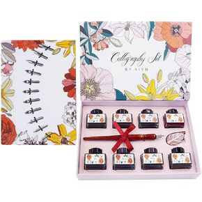 Complete Calligraphy Set for Beginners, Includes Calligraphy Pens, 12 Nibs, Quill Pen and Ink Set, Caligraphy Kits, Pen Holder and Introduction Booklet for Elegant Writing in Kuwait