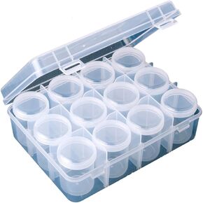 QIANBEIY 12 Grids Plastic Diamond Painting Storage Containers Transparent Bead Organizers and Storage Craft Jewelry Sewing Pills Small Items Seed with Screw Lid Storage Bottles in Saudi Arabia
