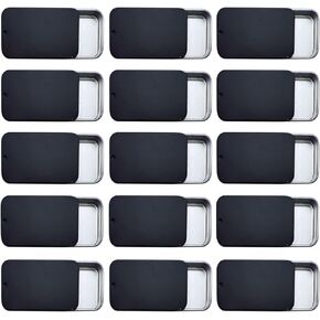 lacitycover Pack of 15 Metal Slide Top Tin Containers Rectangular Metal Tin Box Empty Storage Organizer Kit (Black) in Saudi Arabia
