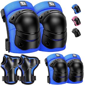 DaCool Kids/Youth Protective Gear Set Knee Pads Elbow Pads Wrist Guards for 3-10 Years, Toddler Knee and Elbow Pads for Roller Skates Cycling Bike Skateboard Inline Skating Scooter Riding Sports, Blue in Kuwait