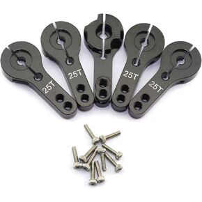 ماجيك & شل 5-حزمة 25T المؤازر القرن سبائك الألومنيوم CNC القياسية أداة التحكم عن بعد المعادن روكر سيرفو ملحقات الذراع المقود لRC نموذج سيارة روبوت قارب طائرة أسود in Kuwait