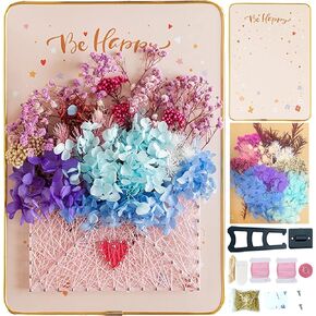 مجموعة فن الخيوط اليدوية للمبتدئين من بازيما، فن خيوط الزهور، مجموعة حرفية الزهور المجففة التي تصنعها بنفسك، هدية فريدة من نوعها، مجموعة الحرف اليدوية للعطلات، المغلف والزهور in Kuwait