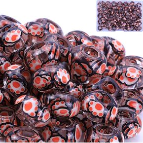AIPRIDY Girls' Lucky Beads Lover Amber Beads, Big Hole Spacer Beads European Craft Beads for DIY Charms Bracelet Jewelry Making (Mixed)