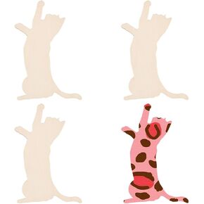 OLYCRAFT 4Pcs Unfinished Wood Pieces 5.8x4.3 Inch Cat Wood Pieces Cat Cutout Unfinished Wood Undyed Wood Cat Slices Blank Wood Slices for DIY Crafts Wall Decoration Pendants