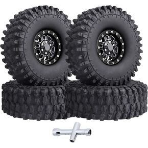 High-Grip Aluminum 1.9 Beadlock Wheels and Tires Set Combo All-Terrain for Traxxas TRX-4 Axial SCX10 Capra RC4WD Redcat Gen8 1/10 Scale RC Crawler