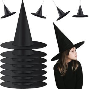 8 Pieces Witch Hats Decorations, Hanging Witch Hats, Floating Witch Hats, Witches Hats Halloween Decor, Hanging Halloween Decorations, Black Witch Hats for Halloween Party Decorations in Kuwait