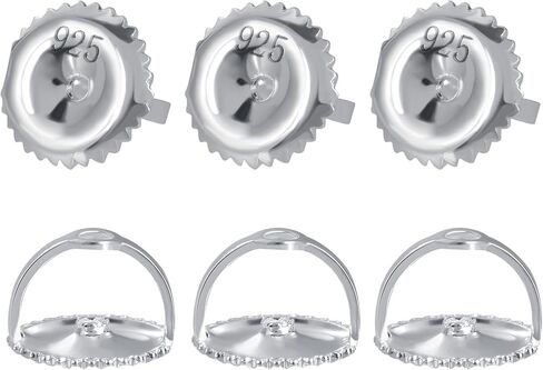 3 أزواج من ظهر الأقراط اللولبية، برغي من الفضة الإسترلينية عيار 925 من AKRUWELRY على ظهر الأقراط للأزرار، دعامات لولبية لا تسبب الحساسية للأقراط تناسب العمود الملولب 0.032 بوصة/0.8 مم in Kuwait