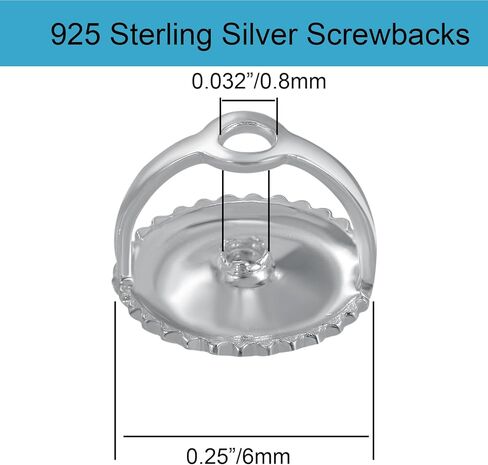 3 أزواج من ظهر الأقراط اللولبية، برغي من الفضة الإسترلينية عيار 925 من AKRUWELRY على ظهر الأقراط للأزرار، دعامات لولبية لا تسبب الحساسية للأقراط تناسب العمود الملولب 0.032 بوصة/0.8 مم in Kuwait
