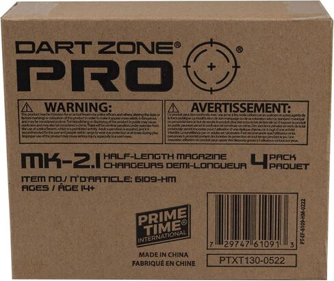 خرطوشة دارت زون برو-سيريز MK-2.1 نصف طول خرطوشة رمي السهام 4 عبوات لآلات الفوم اللعب، مشابك سريعة التحميل لسهام الخرطوشة نصف الطول in Kuwait