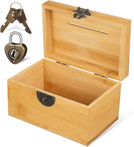 Garneck Vintage Treasure Storage Box, Saving Box Holder Case with Lock, Treasure Chest Vintage Decorative Wooden Box Piggy Bank Organizer Saving Box Case with Lock for Home in Kuwait