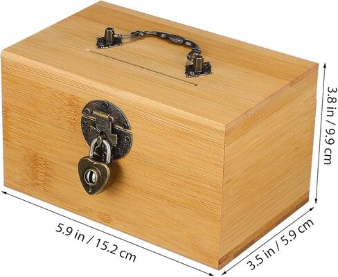 Garneck Vintage Treasure Storage Box, Saving Box Holder Case with Lock, Treasure Chest Vintage Decorative Wooden Box Piggy Bank Organizer Saving Box Case with Lock for Home in Kuwait