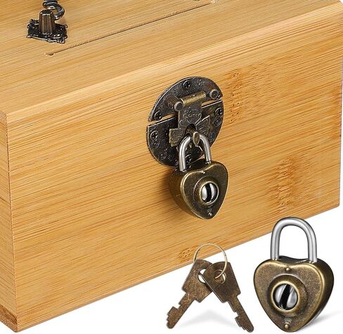 Garneck Vintage Treasure Storage Box, Saving Box Holder Case with Lock, Treasure Chest Vintage Decorative Wooden Box Piggy Bank Organizer Saving Box Case with Lock for Home in Kuwait