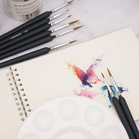 مجموعة تفاصيل فرش الطلاء المصغرة من BOSOBO، 8 قطع من فرش الطلاء الصغيرة ذات الرؤوس الدقيقة للرسم بالألوان المائية الزيتية الأكريليك، الصخور، النموذج الصغير، فن الأظافر، الحرف اليدوية والطلاء حسب الرقم، تتضمن حقيبة سفر in Kuwait