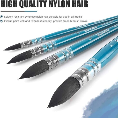 مجموعة فرش الطلاء من بوسوبو، 4 قطع فرشاة طلاء ممسحة احترافية مستديرة للفنون بالألوان المائية من الأكريليك، طلاء الحبر للجواش، لوحة مكياج للوجه والجسم من القماش، نموذج وحرف يدوية، مستلزمات فن للكبار in Kuwait