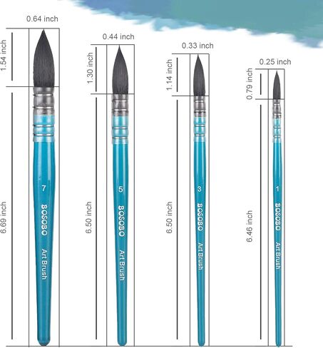 مجموعة فرش الطلاء من بوسوبو، 4 قطع فرشاة طلاء ممسحة احترافية مستديرة للفنون بالألوان المائية من الأكريليك، طلاء الحبر للجواش، لوحة مكياج للوجه والجسم من القماش، نموذج وحرف يدوية، مستلزمات فن للكبار in Kuwait