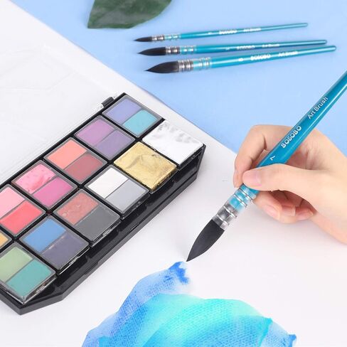 مجموعة فرش الطلاء من بوسوبو، 4 قطع فرشاة طلاء ممسحة احترافية مستديرة للفنون بالألوان المائية من الأكريليك، طلاء الحبر للجواش، لوحة مكياج للوجه والجسم من القماش، نموذج وحرف يدوية، مستلزمات فن للكبار in Kuwait