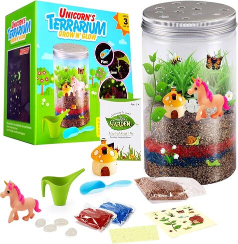 مجموعة EXBEPE Unicorn Terrarium للأطفال مجموعة العلوم الجذعية لنمو النباتات الفلورسنت لعبة اكتشاف البستنة التعليمية للأعمار من 4 5 6 7 8-12 هدايا عيد ميلاد للأولاد والبنات للأطفال... in Kuwait