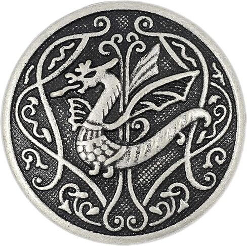 Bezelry 10 Pieces Spitfire Celtic Dragon Metal Shank Buttons. 25mm (1 inch) (Matte Black) in Saudi Arabia