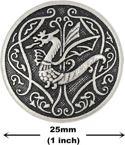 Bezelry 10 Pieces Spitfire Celtic Dragon Metal Shank Buttons. 25mm (1 inch) (Matte Black) in Saudi Arabia