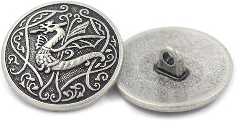 Bezelry 10 Pieces Spitfire Celtic Dragon Metal Shank Buttons. 25mm (1 inch) (Matte Black) in Saudi Arabia