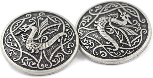 Bezelry 10 Pieces Spitfire Celtic Dragon Metal Shank Buttons. 25mm (1 inch) (Matte Black) in Saudi Arabia