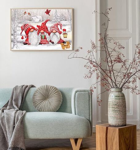 مجموعات الرسم الماسي لعيد الميلاد من SOTYIOO للبالغين. Gnomes Diamond Art الحفر الكامل جوهرة مستديرة الفن 5D الماس النقاط مناسبة ديكور جدران المنزل 12x16 بوصة in Kuwait
