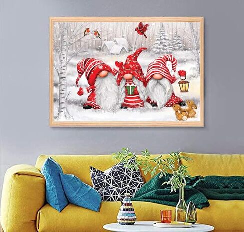 مجموعات الرسم الماسي لعيد الميلاد من SOTYIOO للبالغين. Gnomes Diamond Art الحفر الكامل جوهرة مستديرة الفن 5D الماس النقاط مناسبة ديكور جدران المنزل 12x16 بوصة in Kuwait