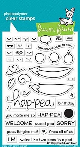 Lawn Fawn Be Hap-Pea 4"x6" Clear Stamps and Matching Lawn Cuts Die Set (LF1890, LF1891), Bundle of Two Items in Saudi Arabia