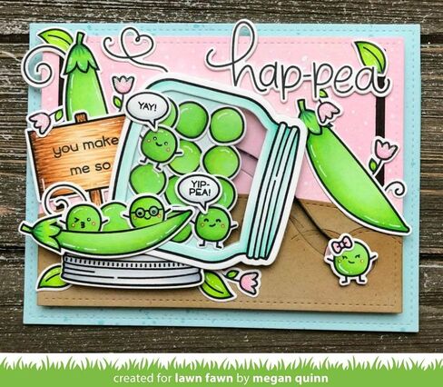 Lawn Fawn Be Hap-Pea 4"x6" Clear Stamps and Matching Lawn Cuts Die Set (LF1890, LF1891), Bundle of Two Items in Saudi Arabia