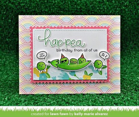 Lawn Fawn Be Hap-Pea 4"x6" Clear Stamps and Matching Lawn Cuts Die Set (LF1890, LF1891), Bundle of Two Items in Saudi Arabia