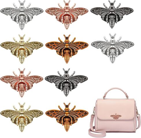 Retyion 10 PCS Clasp Turn Lock Bee Shape Lock Clutch Closure for Bag Handbag (Random Color) in Kuwait