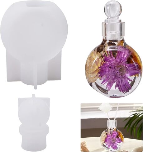 لوكسوين زجاجة عطر ثلاثية الابعاد من السيليكون، قالب زجاجة وسدادة، قوالب راتنج راتنج الايبوكسي بالاشعة فوق البنفسجية، قوالب صب سيليكون لتزيين المنزل in Kuwait