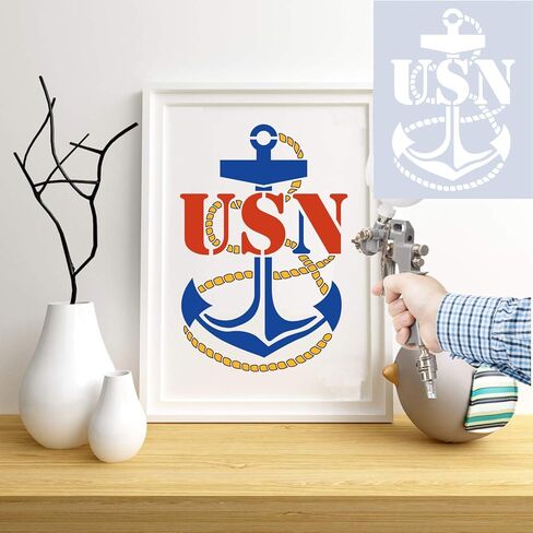 9 حزمة 6.4x7 بوصة اللوحات الأمريكية العلم الاستنسل سلسلة عسكرية قالب الاستنسل مشاة البحرية/الجيش/القوات الجوية للخشب in Kuwait