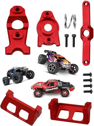 hopsupRC RC Upgrades Part for 1/16 E-Revo/Mini Summit/Mini Slash,Aluminum Servo Guards Protector & Servo Saver Steering Bellcrank,RC Guards Steering Servo Cover Plate,Red in Kuwait