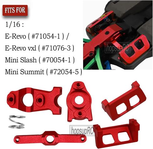 hopsupRC RC Upgrades Part for 1/16 E-Revo/Mini Summit/Mini Slash,Aluminum Servo Guards Protector & Servo Saver Steering Bellcrank,RC Guards Steering Servo Cover Plate,Red in Kuwait