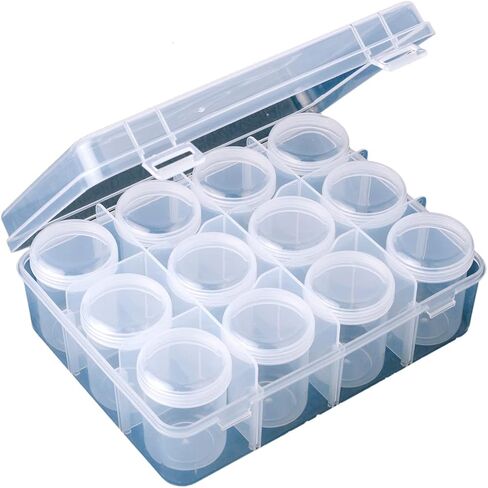 QIANBEIY 12 Grids Plastic Diamond Painting Storage Containers Transparent Bead Organizers and Storage Craft Jewelry Sewing Pills Small Items Seed with Screw Lid Storage Bottles in Saudi Arabia